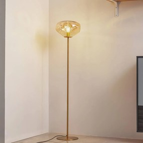 Lindby piantana Lelia, ambra, vetro, metallo, 150 cm