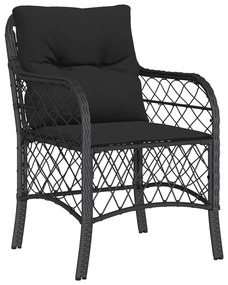 Set da Pranzo da Giardino 5 pz Nero con Cuscini in Polyrattan