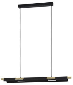 Lampadario A Sospensione Contemporaneo Ermua Acciaio Nero Legno 1 Luce Led 27W