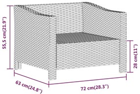 Set Divani da Giardino 7 pz con Cuscini in Polyrattan Grigio