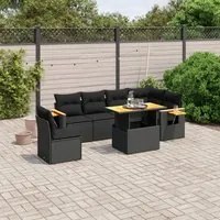 Set Divani da Giardino con Cuscini 7pz Nero Polyrattancod mxl 113022