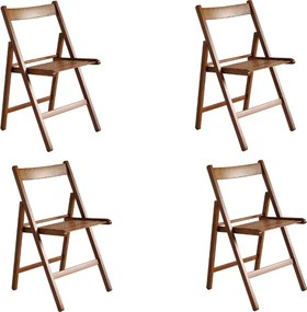 Sedia richiudibile per campeggio casa giardino in legno massello Noce set 4