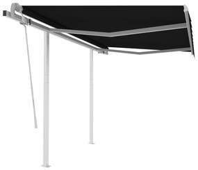 Tenda Da Sole Retrattile Manuale Con Pali 3,5x2,5m Antracite /