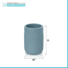 Portaspazzolini da appoggio turchese cobalto in ceramica Cup
