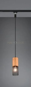 Duoline tosh sospensione metallo nero e legno d. 8cm 1 luce attacco...