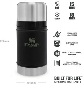 Borraccia termica nera in acciaio inox 700 ml Legendary Classic Black – Stanley