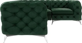 Divano angolare verde scuro (con penisola a destra/a L) con rivestimento in velluto Chelsea – Ropez