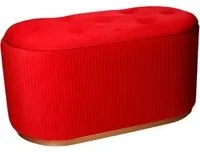 Pouf Contenitore 82x42xh41 cm in Tessuto Velluto Rosso