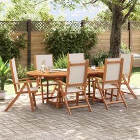 Set Pranzo Da Giardino 7pz Legno Massello Di Acacia E Textilene /