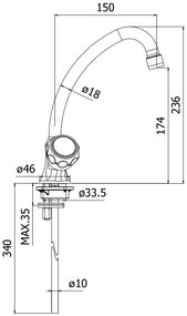 Paffoni danubio da181 miscelatore lavello monoforo con canna 20 cm orientabile cromo