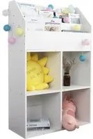 Libreria Cameretta Bambini Legno Scaffale 5 Ripiani Porta Giocattoli Libri colore Bianco