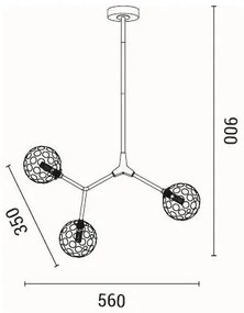 Lampadario a sospensione con supporto rigido 3xG9/15W/230V grigio