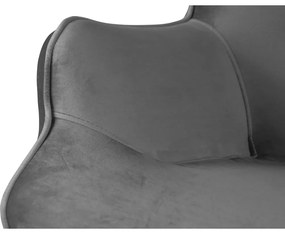 Poltrona con poggiapiedi grigia con rivestimento in velluto Niko – Ropez