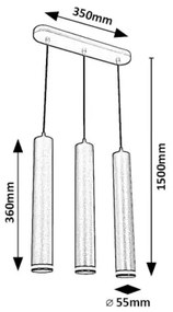 Rabalux 73037 - Lampadario a sospensione con filo SENOBIA 3xGU10/5W/230V