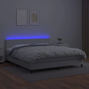 Giroletto molle con materasso e led bianco 160x200cm similpelle