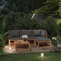 Set Divani da Giardino 5 pz con Cuscini in Massello di Acacia 3057602