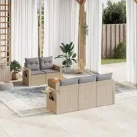 Set Divano da Giardino 6 pz con Cuscini Beige Misto Polyrattan 3256780