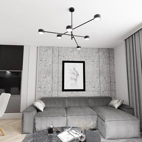 Lampadario da soffitto in acciaio NATSU 6 nero 6xGX53 Colore del corpo Nero