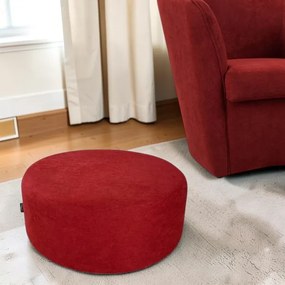 Pouf Tondo Dante L70 cm in Tessuto Antimacchia BORDEAUX