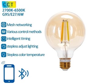 Lampadina LED FILAMENT G95 E27/6W/230V 2700-6500K - Aigostar