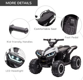 Quad Elettrico per Bambini 12V Ruote Larghe con Sospensioni e Fari LED Bianco...