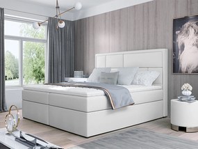 Letto matrimoniale boxspring Cardiff - 160 x 200 cm , Ecopelle bianco