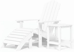 Sedia Giardino con Poggiapiedi e Tavolo Adirondack HDPE Bianco