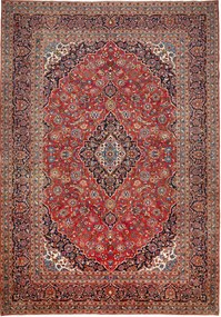 Kashan Tappeto 360 x 250 Rosso (Iran) Annodato A Mano