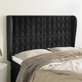 Testiera Ad Orecchio Nera 147 X 23 X 118/128 Cm İn Velluto /
