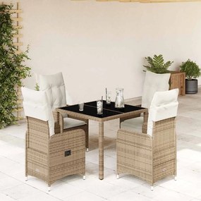 Set Da Bistrò Da Giardino 5 Pz Con Cuscini Beige İn Polyrattan /