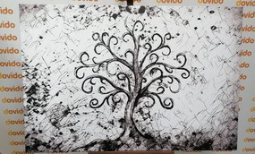 Stampa su tela – Simbolo dell'albero della vita in bianco e nero