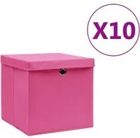 Contenitori con Coperchi 10 pz 28x28x28 cm Rosa 325206