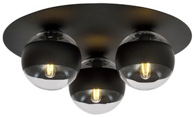 Plafoniera Minimal Mnemosine Acciaio Nero 3 Luci E14 Ip20