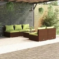 Set Divani da Giardino 6 pz con Cuscini in Polyrattan Marrone 3101452