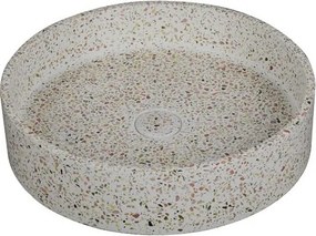 Lavabo da appoggio rotondo con finitura terrazzo beige | KTERE-430BE - KAMALU