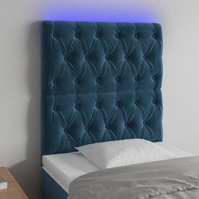 Testiera A Led Blu Scuro 80x7x118/128 Cm İn Velluto /