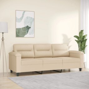 Divano A 3 Posti Crema 180 Cm İn Tessuto Microfibra /