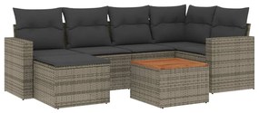 Set divani da giardino 7 pz con cuscini grigio in polyrattan