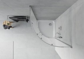 Mexen Rio cabina doccia semicircolare 80 x 80 cm, smerigliata, cromo + piatto Flat, bianco - 863-080-080-01-30-4110