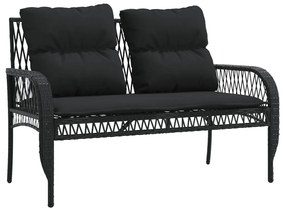 Set divani da giardino 4 pz con cuscini nero in polyrattan