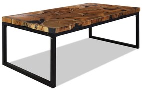 Tavolino Da Salotto İn Legno Di Teak E Resina 110x60x40 Cm /