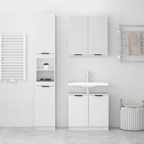 Set mobili da bagno 3 pz bianco lucido in legno multistrato