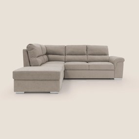 Minerva divano angolare con estraibile a cassettone e pouf contenitore in tessuto morbido impermeabile T02
