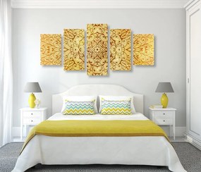 Quadri 5 pezzi – Mandala etnica dorata