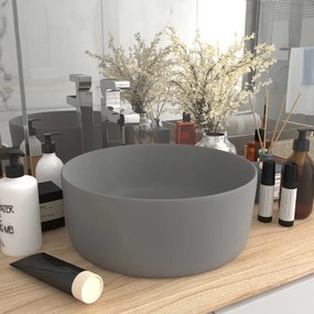 Lavandino Lusso Rotondo Grigio Chiaro Opaco 40x15cm İn Ceramica /