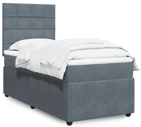 Giroletto A Molle Con Materasso Grigio Scuro 100x200 Cm Velluto /