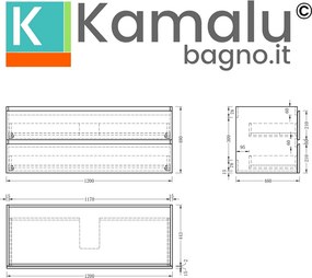 Mobile bagno 120 cm due cassetti lavabo integrato legno chiaro | KAM-HR120 - KAMALU