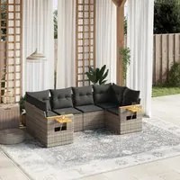 Set Divano da Giardino 6 pz con Cuscini Grigio in Polyrattan 3227103