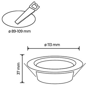 Faro da incasso LED 10W 3in1 IP44 Dimmerabile Foro ø89mm - 109mm Colore Bianco Variabile CCT