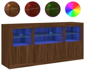 Credenza con Luci LED Rovere Marrone 142,5x37x67 cm